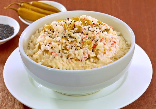 Steamed rice with Tampico style sauce