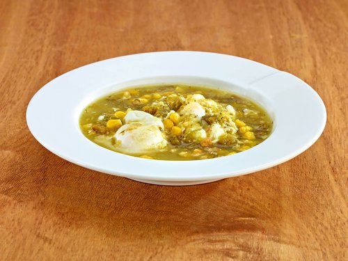 Drowned eggs  in green sauce with nopales
