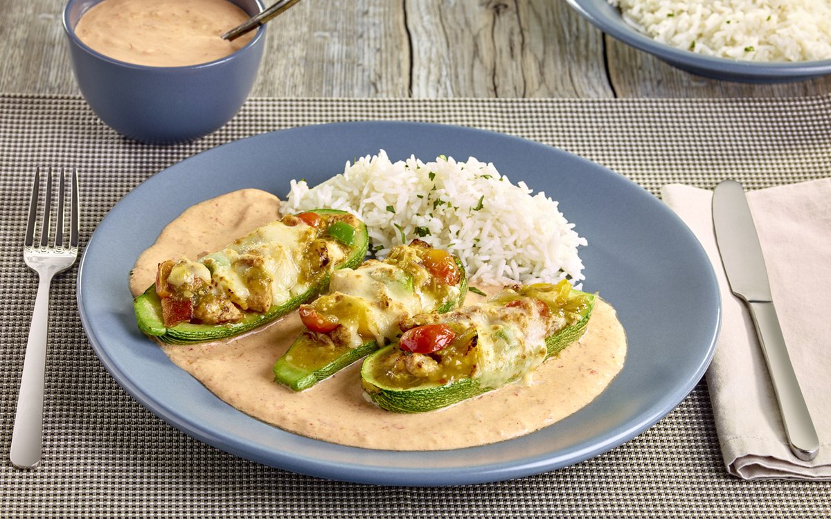 Calabazas rellenas de alambre de pollo La Costeña®