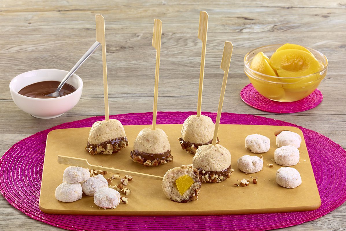 Cake Pops de nuez con durazno