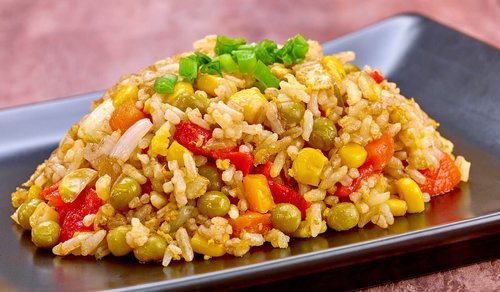 Oriental style fried rice with vegetables