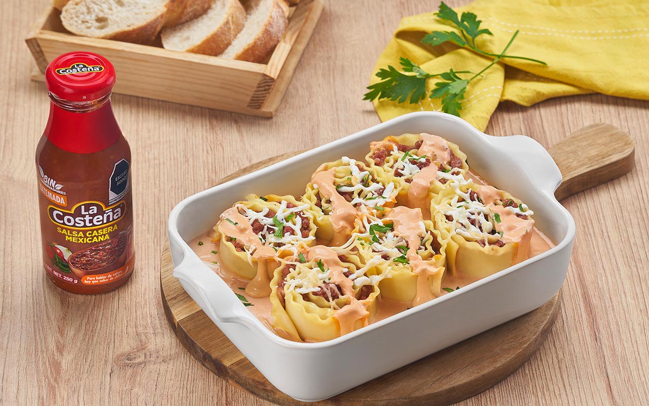 Rollitos de pasta al horno
