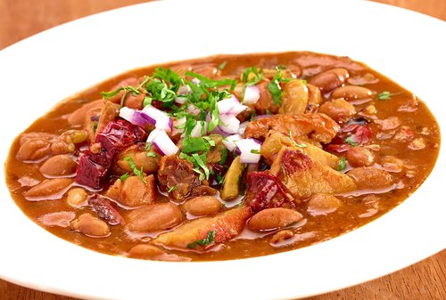 Smoked pork chops with Charros beans