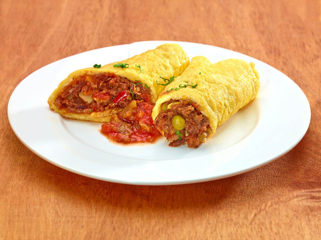 Egg with  Mexican style machaca roll