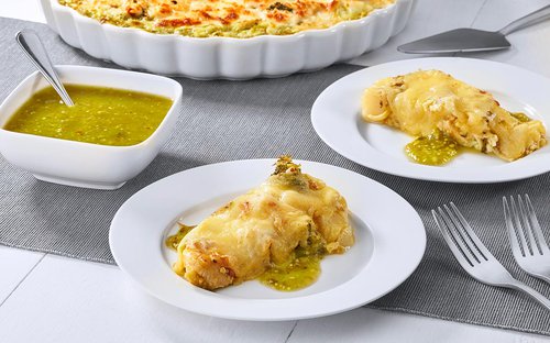 Gratinado de papa con salsa verde