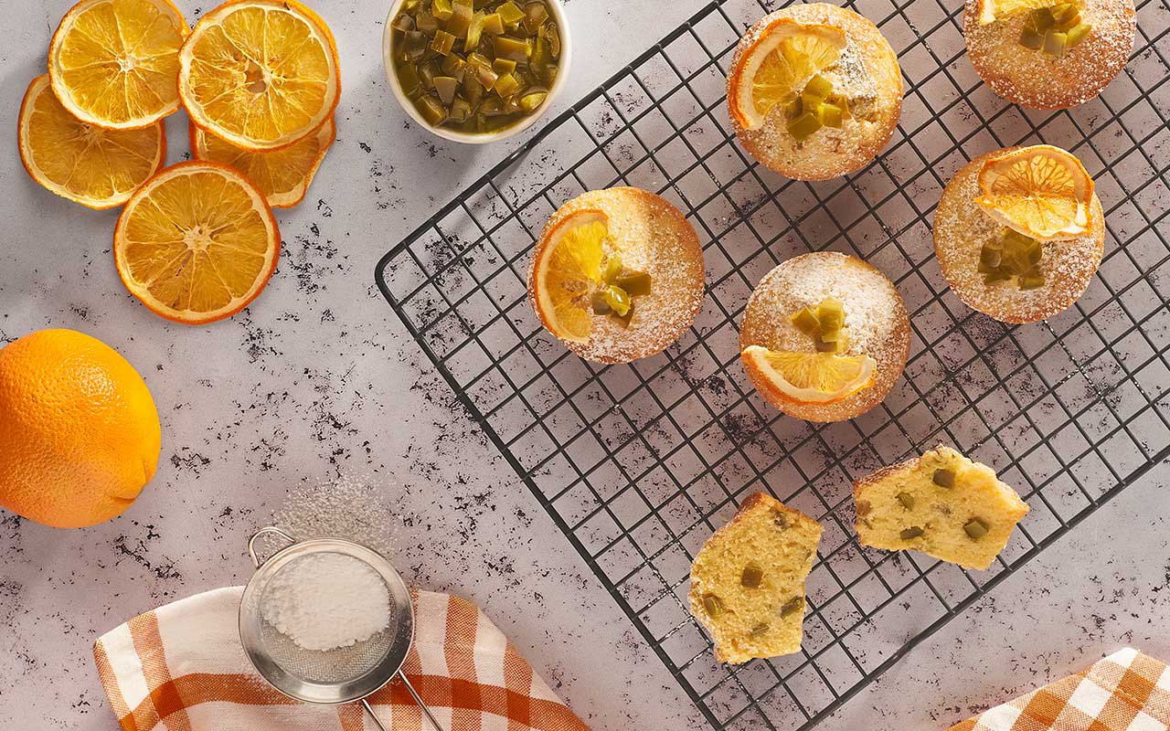 Mantecadas de naranja con jalapeños