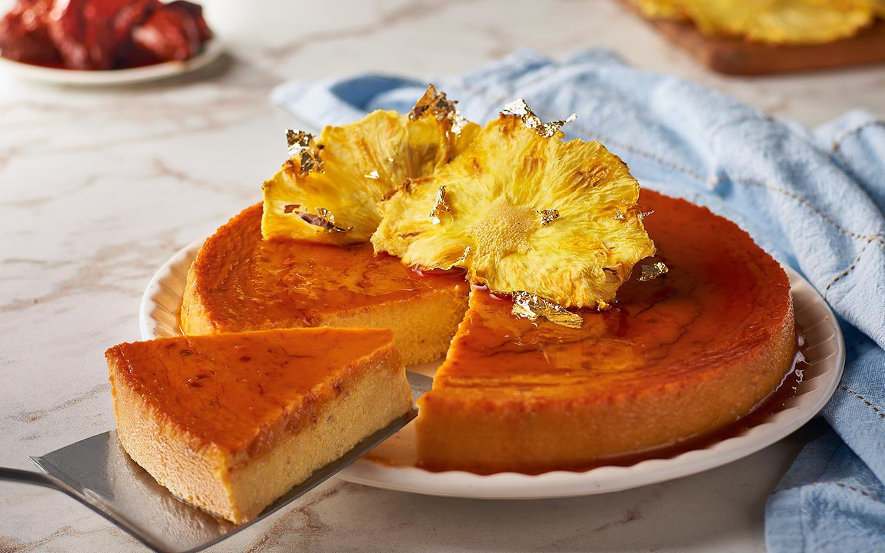 Flan de piña y chipotle