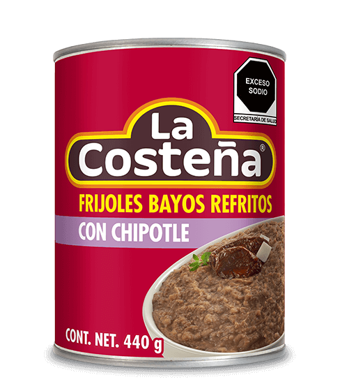 frijoles bayos refritos con chipotle