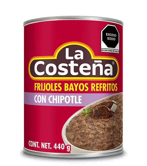 frijoles bayos refritos con chipotle