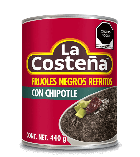 frijoles negros refritos con chipotle