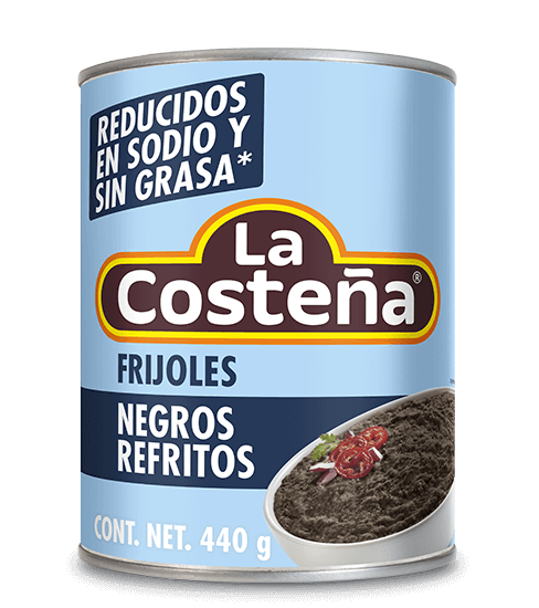 frijoles negros refritos reducidos en sodio y sin grasa